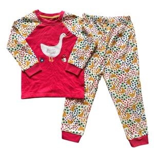NWT. Frugi Kids Pajama Set, Lovely Spring Time Geese, Size 4-5y